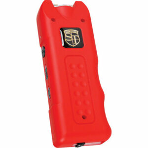 80,000,000 volt MutiGuard Stun Gun Alarm and Flashlight with Built in Charger Red